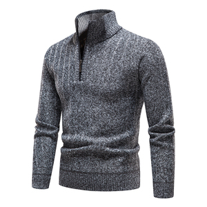 <b>Men's</b> Wool Acrylic Half-Zip Pullover <b>Sweater</b> <b>Turtleneck</b> Solid Color Thick Knit Anti-Pilling Winter Wear Knitted - Product Image 2