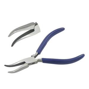 Alicates de punta de cadena doblada de 140mm de largo, mordazas lisas, mangos de PVC de resorte de hoja doble para fabricación de joyas, herramienta de bricolaje, circlip de junta - Product Image 1
