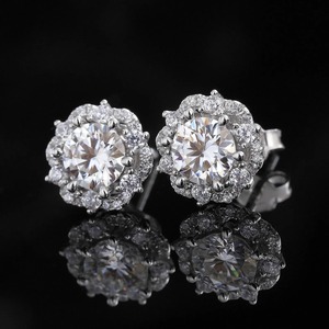 925 Sterling <b>Silver</b> Moissanite <b>Stud</b> Earrings Gift For Her Anniversary & Wedding - Product Image 2