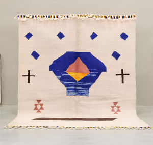 Alfombra Boujaad marroquí tejida a mano de calidad excepcional, diseño Kilim, resistente a las manchas, reversible, para sala de estar. - Product Image 3