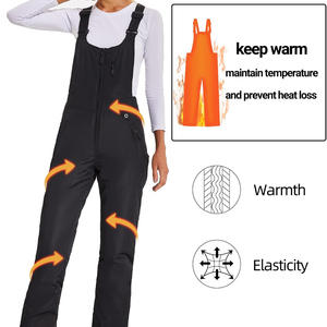 <b>Women's</b> Waterproof 10,000mm Polyester/Nylon <b>Ski</b> <b>Bibs</b> Overalls with Zipper Closure and Adjustable Straps for Snow Sports - Product Image 4