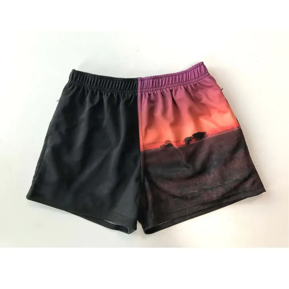 Wholesale factory direct customized logo polyester two toned rugby Sublimated footy shorts zipper pocket with double stitching