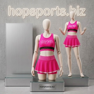 Ensemble de cheerleading pour filles avec soutien-gorge et jupe en strass, tenue d'entraînement de cheerleading avec strass - Product Image 1