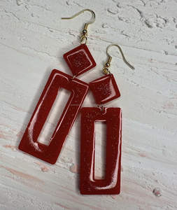 ชุดต่างหูทองเหลืองสีดำทรงสี่เหลี่ยมทำด้วยมือทำจากเขาควายธรรมชาติแท้สีดำทำด้วยมือ - Product Image 1