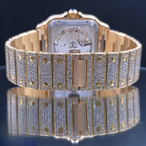Nuevo y Elegante Reloj de Acero Inoxidable con Incrustaciones de Diamantes Moissanite VVS1, Números Arábigos, Movimiento de Cuarzo, Dos Tonos, Ecológico - Product Image 4