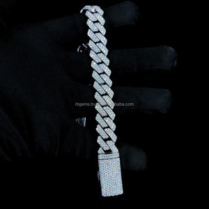 RB Gems High Quality 14mm Cuban Bracelets Lab Grown VVS Moissanite Diamonds 200 Gram Rose Gold Design Yellow Gold Women <b>for</b> - Product Image 5
