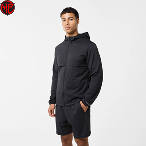 Conjunto Deportivo Cortavientos con Capucha para Hombre, Chaqueta con Cierre Completo y Pantalones Cortos, Ropa Deportiva Ligera Estampada, Conjunto de Pantalones Cortos de Nailon para Invierno - Product Image 2