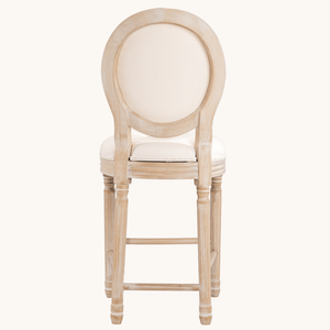 Set di 2 Sgabelli da Bar in Stile Country Francese in Legno con Seduta Imbottita Beige - Product Image 5