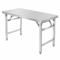 Table de travail pliante en acier inoxydable de qualité commerciale, table de préparation de cuisine robuste avec pieds réglables pour restaurant