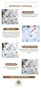 Sous-verres en lin naturel brodés de baies sauvages colorées, qui apportent un charme de jardin frais aux cocktails, aux moments de thé et à une touche d'élégance. - Product Image 3