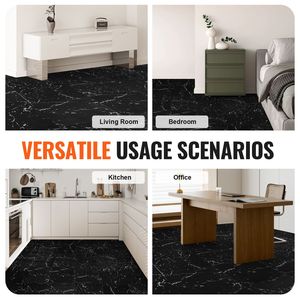 Piastrelle Viniliche Autoadesive Effetto Marmo Nero Spessore 1,5mm, 50 Pezzi 30x30cm, Impermeabili, Kit Fai-da-te per Pavimenti Cucina - Product Image 6