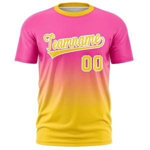 Custom Gradient <b>Baseball</b> <b>Tee</b> Pink and Yellow Ombre Sublimation Sports T-Shirt Breathable Polyester Crew Neck Team Uniform - Product Image 3