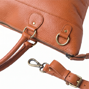 Sac fourre-tout en cuir véritable pour femme, grande capacité, sac à bandoulière, sac à main à poignée supérieure, texture grainée, sangle amovible, fermeture éclair, plage - Product Image 4