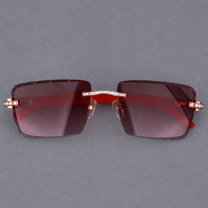 Gafas de Sol de Diseño de Lujo con Lentes Rojas y Diamantes Moissanite de Alta Calidad para Hombre y Mujer, Venta al Por Mayor - Product Image 3