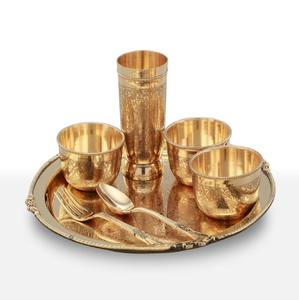 Ensemble complet de vaisselle Kansa en bronze, comprenant des handis, un pichet, des verres et des cuillères, disponible à prix de gros. - Product Image 6