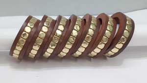 Handmade Luxury Wood Bangles Polished Finish Embossing Printed Fashion Jewelry Bracelets for Women Party Wear Gifts India - Product Image 6