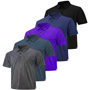 Polos de Manga Corta para Hombre, Color Sólido, Tejido de Punto, Secado Rápido, Ropa Casual en Negro, Azul, Rojo y Gris - Product Image 5