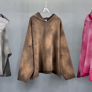 Poids lourds lavé à l'acide blanc Vintage lavage à l'acide sweat à capuche logo personnalisé Boxy Fit vierge en gros sweats à capuche surdimensionnés vêtements pour hommes - Product Image 1