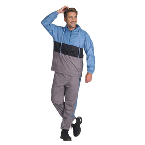 Ensemble de survêtement pour homme avec contraste de couleurs, manches longues, style sportif, poches latérales, séchage rapide, vêtements de printemps - Product Image 1