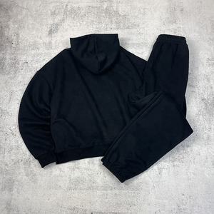 Women's 100% Cotton High-Stretch Two-Piece Full-Length V-neck Winter <b>Hip</b> Hop Fleece Athletic Tracksuit Set Breathable - Product Image 2