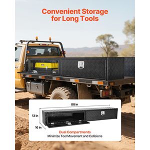 Truck <b>Tool</b> <b>Box</b> Heavy Duty 88 X 16 X 13 Inch Black Aluminum Tread <b>with</b> Dual Drop Doors Lockable Storage by Topsider - Product Image 3