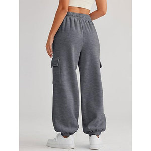 Pantalones deportivos de punto con cordón ajustable en la cintura, corte casual, cintura regular, mezcla transpirable de algodón y spandex. - Product Image 4