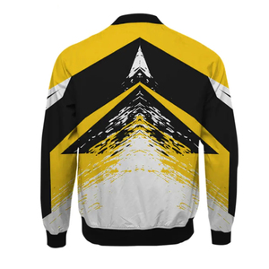Blouson Bomber Homme Imprimé Géométrique Jaune Noir Blanc Coupe-Vent Fermeture Éclair Style Décontracté Automne Coupe Classique Polyester Satiné - Product Image 2