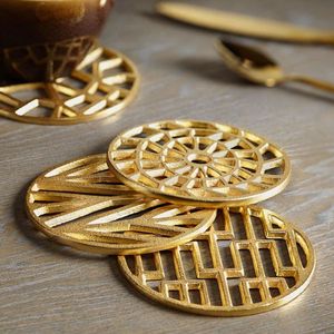 Best Design Brass Coaster Stainless Steel Coaster Place Mats Dining Mats Metal Engraving Coaster at very <b>low</b> price - Product Image 6
