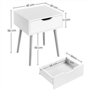 White Wash Pine Wood Minimalist Tiered <b>Planter</b> Stand with Drawer-Wholesale Handcrafted - Product Image 3