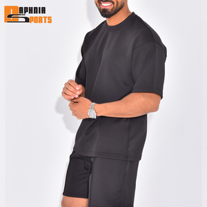 Custom Logo Summer Sportswear 2-Piece Suits T-Shirt Short Tracksuits Men Running 100% Cotton Breathable <b>Knitted</b> Men <b>Set</b> - Product Image 4