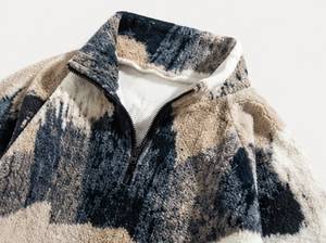 <b>Men's</b> Oversized <b>Half</b> <b>Zip</b> Fleece Sweater Geometric Print Casual Winter Wear Regular Sleeve Anti-Pilling Knitted <b>Jacket</b> - Product Image 3