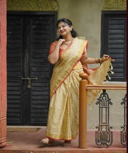 Traditional Indian Silk Saree Yellow With Red Border Women's <b>Floor</b> Length Casual Wear Regular All Seasons Style 85210 TWT 1097 - Product Image 1