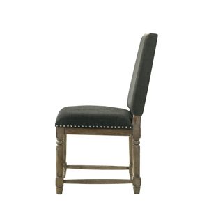 Ensemble de 2 chaises de salle à manger en tissu gris Everton avec garniture élégante à clous apparents, 19 pouces - Product Image 4