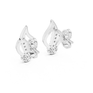 Minimalist Floral Design <b>Stud</b> <b>Earring</b> Fine Jewelry Women's Delicate <b>Earring</b> Round Moissanite Diamond <b>Earring</b> Gift For Her - Product Image 2