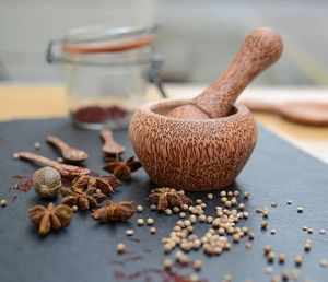Durable Kitchen Wooden Mortar <b>And</b> Pestle <b>Set</b> For Grinding Whole <b>Spices</b> <b>Herbs</b> <b>And</b> Making Homemade Masala - Product Image 5