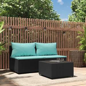 Ensemble de salon de jardin en rotin PE noir avec structure en acier thermolaqué et verre trempé pour les aménagements de jardin - Product Image 1
