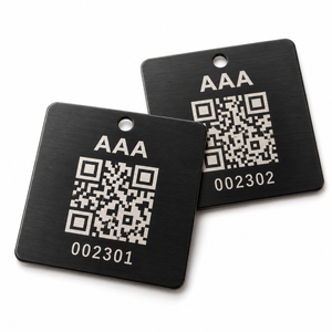 Etiquetas de Identificación de Activos de Acero Inoxidable con Código QR Grabado Personalizado para Maquinaria y Equipos - Product Image 1