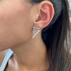 Pendientes de Diamantes en Forma de Pera y Corte Redondo, Oro Blanco de 14K, Pendientes Colgantes para Novia, Regalo de Lujo para Aniversario de Bodas - Product Image 4