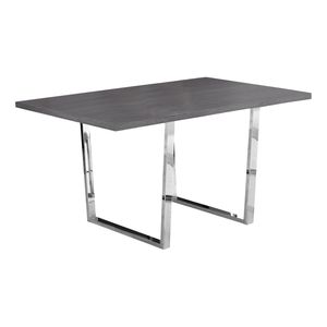 Tavolo da Pranzo Rettangolare Contemporaneo 60 Pollici per Cucina e Sala da Pranzo, Laminato Grigio con Metallo Cromato, Stile Moderno - Product Image 1