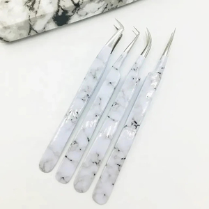 Pince à épiler pour extensions de cils, nouvelle conception, en acier inoxydable, couleur titane - Product Image 3