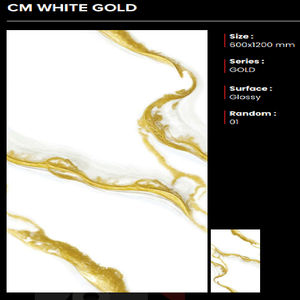 Azulejos de Porcelana Dorados Brillantes de Primera Calidad, Muy Solicitados, para Pisos, 600x1200mm, Antideslizantes, Hechos en Gujarat, India, CLAYTON - Product Image 1
