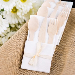 Nouvel arrivage : Kit de couverts écologiques en bois de bouleau, ensemble fourchette, couteau, cuillère jetables pour l'emballage alimentaire commercial et l'utilisation aérienne - Product Image 4