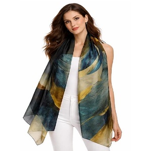 Pañuelo de Seda Pura con Estampado Digital para Mujer, Estola de Seda Ligera y Suave de Diseño de Lujo, Elegante Chal de Moda para Todas las Estaciones - Product Image 1