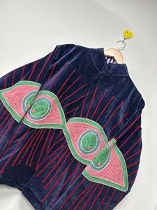 Veste courte d'hiver pour femme, style bohème, en velours, brodée Suzani, motif œil porte-bonheur, col montant, faite main, tendance - Product Image 2