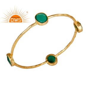 Brazalete de piedras preciosas de ónix verde para mujer, joyería de plata de ley 925, chapado en oro de 18k, joyería de plata al por mayor - Product Image 4