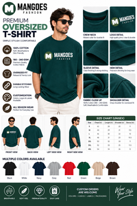 เสื้อยืดผู้ชายทรงสปอร์ตถักนิตติ้งทรงบ็อกซี่ แบรนด์ Mangoes Fashion ผ้าฝ้าย 100% กันยับ คอกลม ตะเข็บตัดกัน ทรงโอเวอร์ไซส์ ขายส่ง - Product Image 5