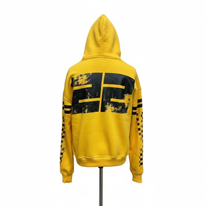 Sudadera con capucha unisex amarilla con estampado de rally para pedir ayuda, corte regular, forro polar de algodón, estilo casual urbano, para otoño, en varios colores - Product Image 2
