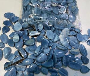 โอปอลสีน้ำเงินธรรมชาติทำมือ รูปทรงคาโบชอง อัญมณีสีน้ำเงินสำหรับทำเครื่องประดับ คริสตัลหินกึ่งมีค่า อัญมณีเม็ดเดี่ยว - Product Image 1