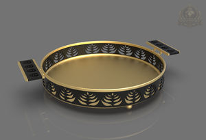 Plateau de service décoratif de luxe en acier inoxydable plaqué or noir, poli sur mesure, pour l'exportation indienne, écologique, pour les entreprises - Product Image 6