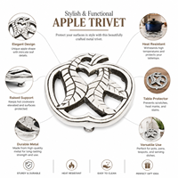 Trépied en métal Apple |   Support de table résistant à la chaleur pour marmite chaude |   Support décoratif pour ustensiles de cuisine et de salle à manger, pour comptoir de cuisine